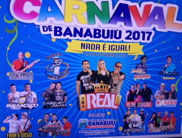 Banner confirmando atrações do carnaval em Banabuiú vaza antes mesmo da licitação para contratá-las ser realizada