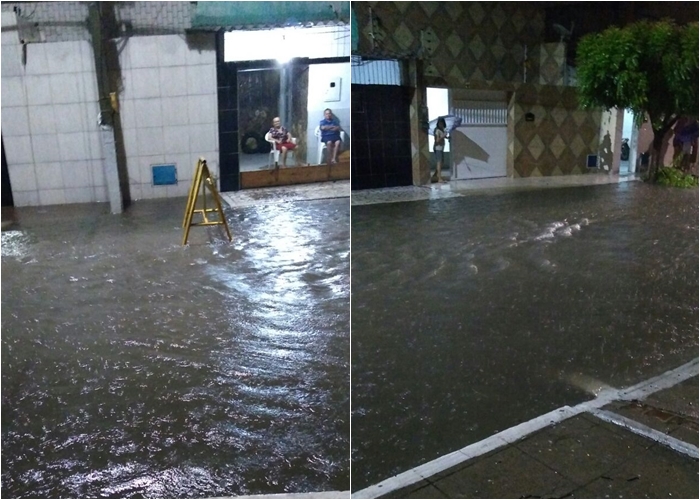 Fezes entram dentro de residências em rua de Quixadá durante alagamento causado pela chuva