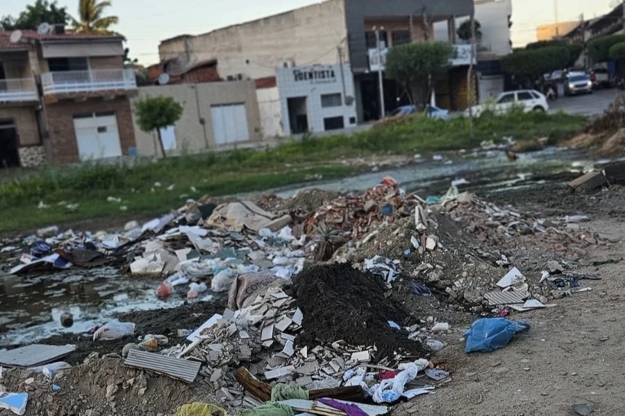 Moradores relatam acúmulo de lixo e mato invadindo ruas e calçadas em bairros de Quixadá e cobram ações